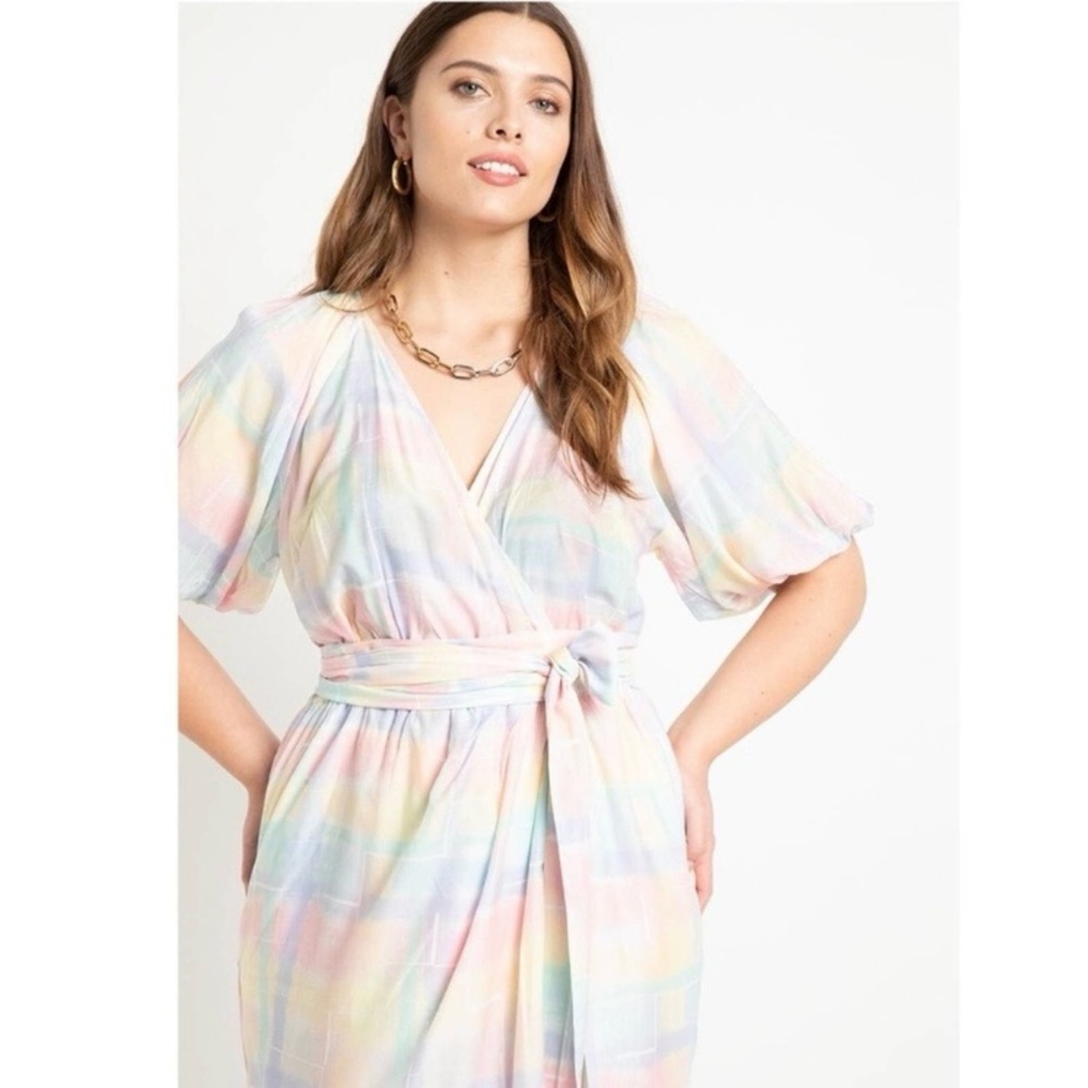 Eloquii Full Sleeve Faux Wrap Mini Dress 18 - Picture 5 of 9